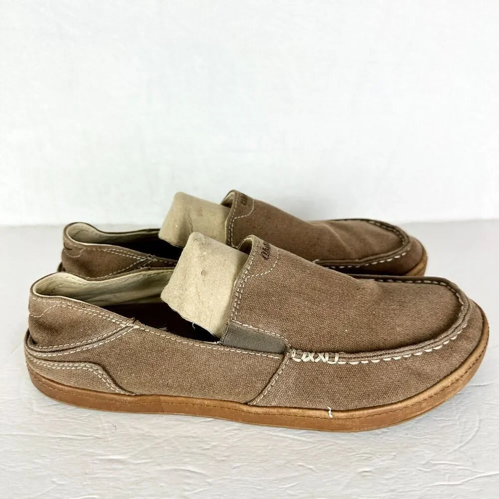 Olukai Mens Pahalu Canvas Slip On Shoe Size 9.5 Brown